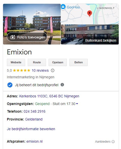 Google bedrijfsprofiel